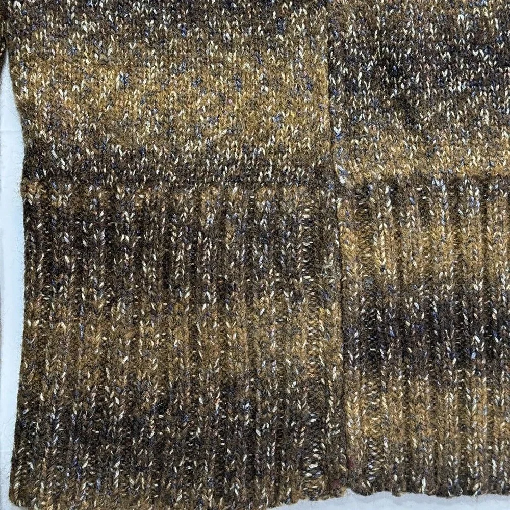ADRIENNE VITTADINI Wool Blend Cardigan‎ Zip Up Sweater Medium Brown Multicolor